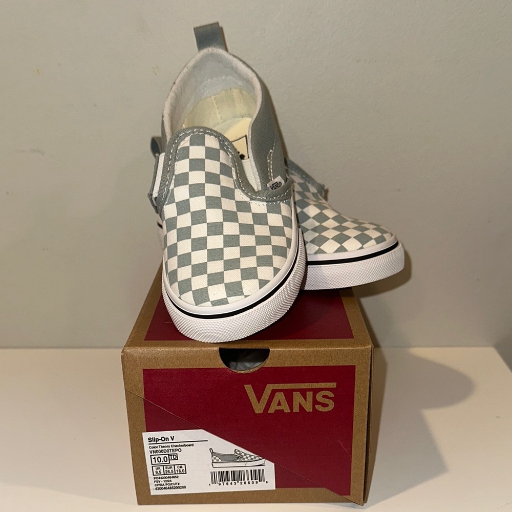 Vans Kids Slip-On Checkered Shoes - Gray and White